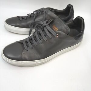 Good Man Brand Mens 9.5 Dark Gray Leather Lace Up Sneakers Minimalist Streetwear